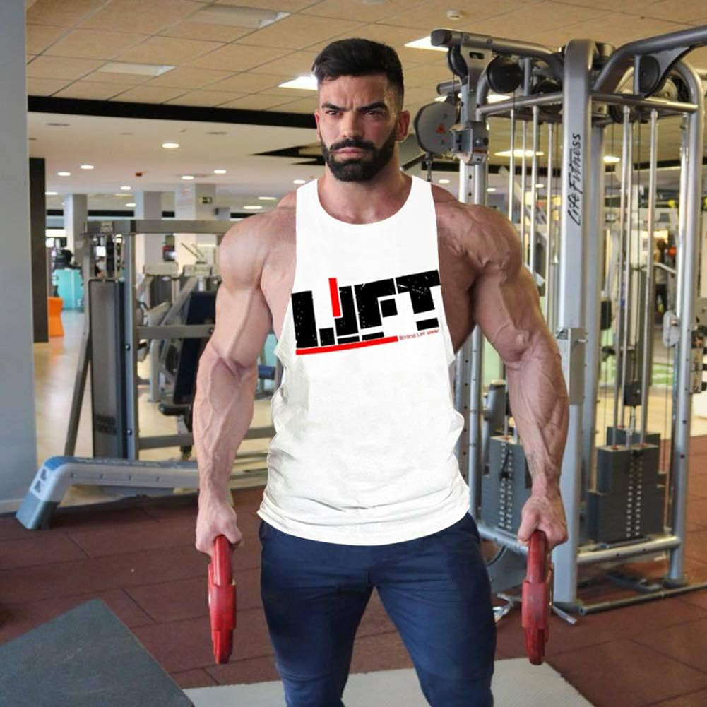 Men'S Gym Bodybuilding Stringer Tank Top Workout Muscle Cut Shirt Fitness Sleeveless Vest