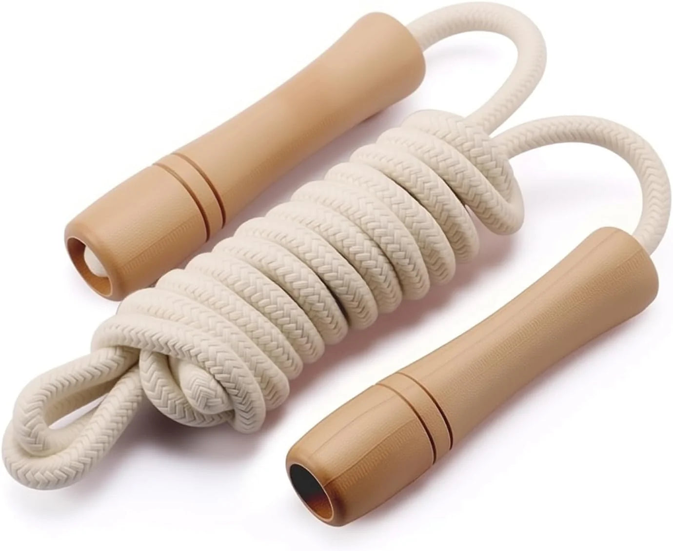 Adjustable Cotton Braided Jump Rope with Wooden Handles for Children's Fitness and Outdoor Activities