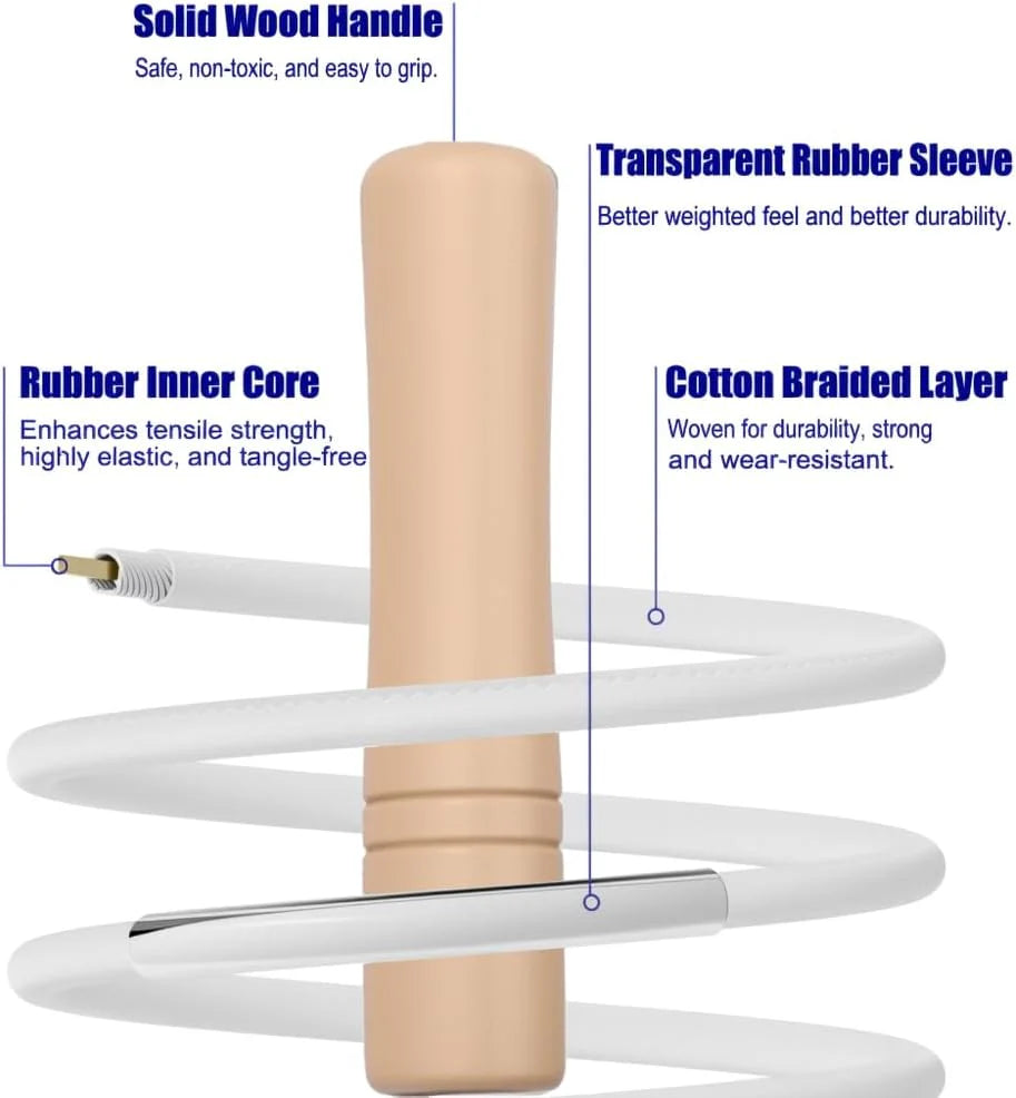 Adjustable Cotton Braided Jump Rope with Wooden Handles for Children's Fitness and Outdoor Activities