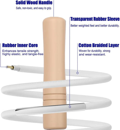 Adjustable Cotton Braided Jump Rope with Wooden Handles for Children's Fitness and Outdoor Activities