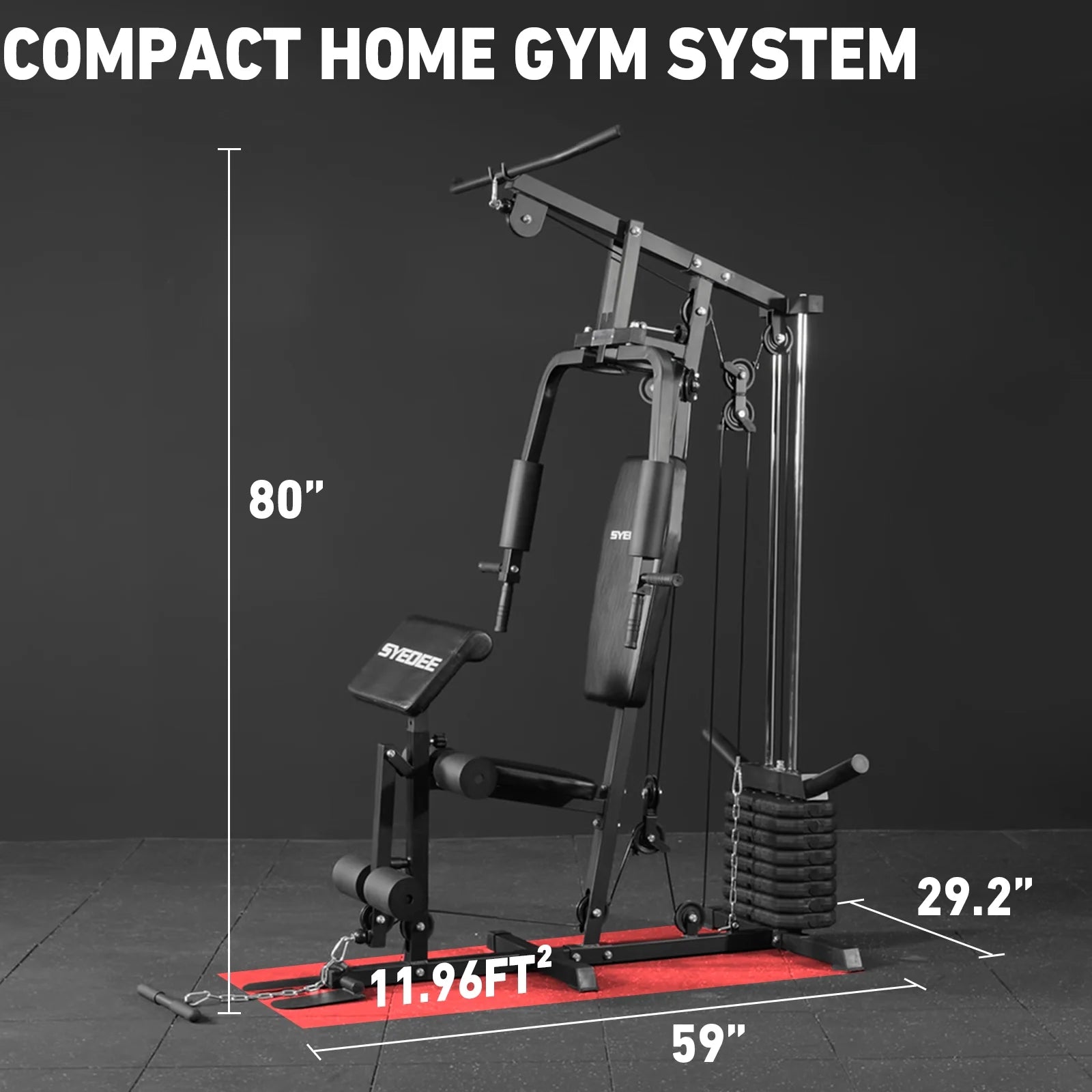 Multifunctional Home Gym System, Home Gym Station with 105LBS Weight Stack, All in One Workout Machine for Full Body Strength Training