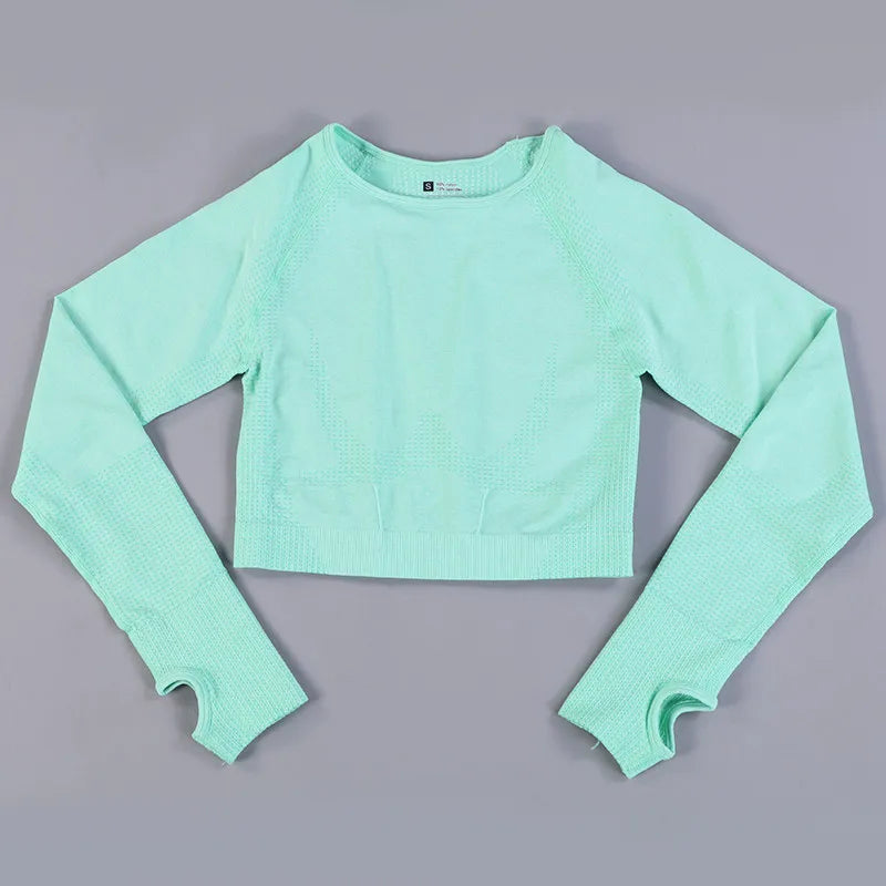 Women Gym Shirts Sports Yoga Seamless Crop Tops Fitness Compression Tights Shirt Running Clothing Workout Sportswear