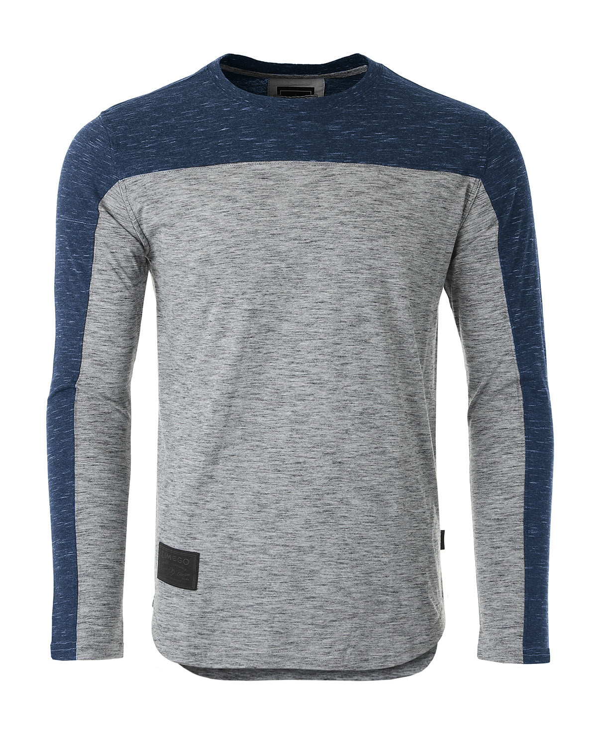 Athletic Color Block Long Sleeve Shirt | Curved Hemline Casual Men’s Top