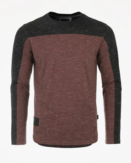 Athletic Color Block Long Sleeve Shirt | Curved Hemline Casual Men’s Top