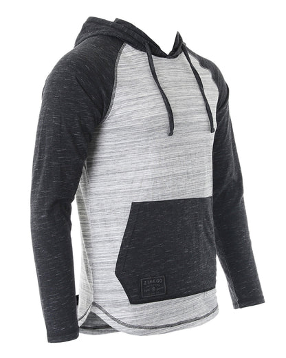ZIMEGO Men’s Long Sleeve Lightweight Hooded Henley | Color Block Pullover for Gym, Casual, and Travel