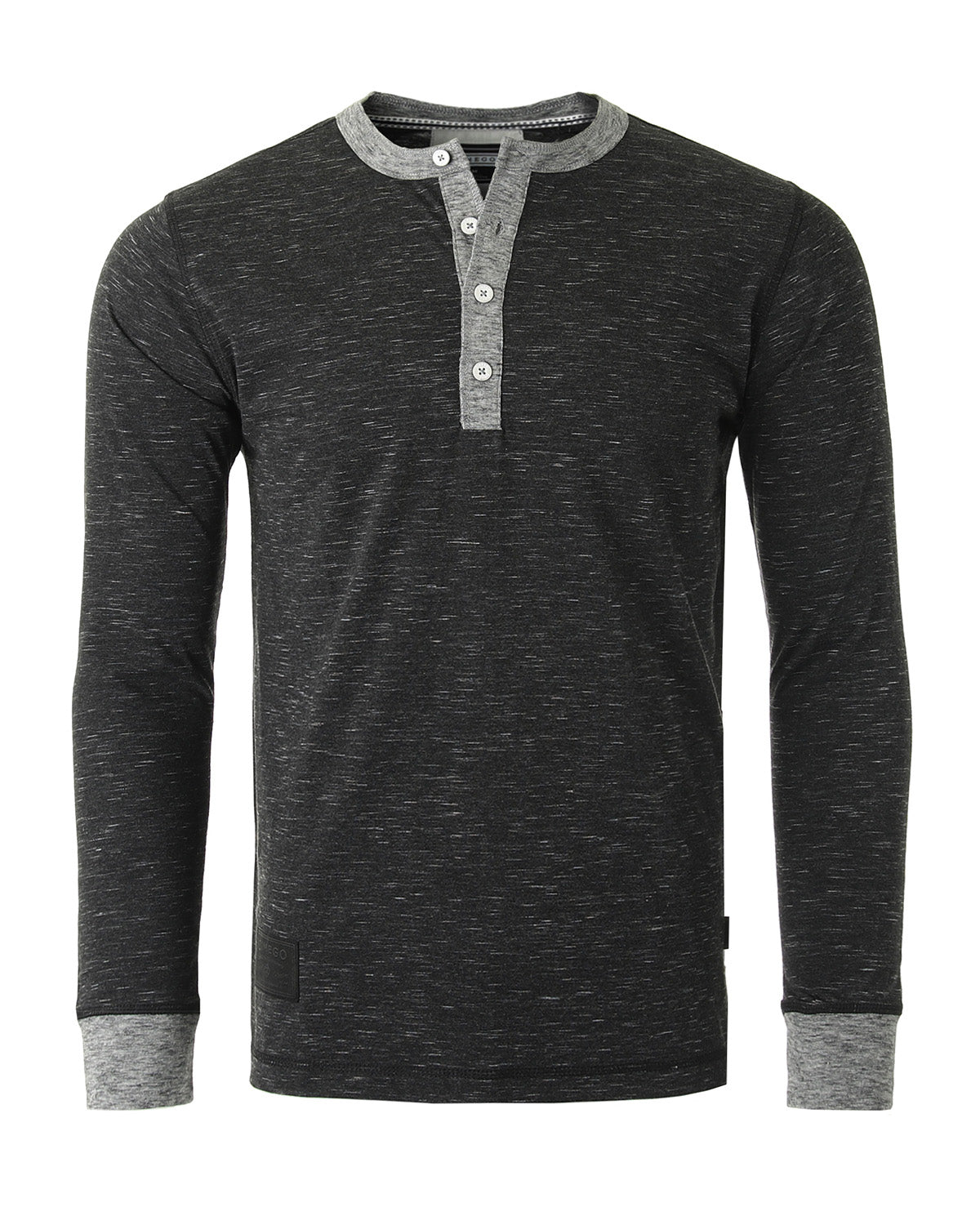 ZIMEGO Men’s Long Sleeve Contrast Henley Shirt | Casual Button Placket Top