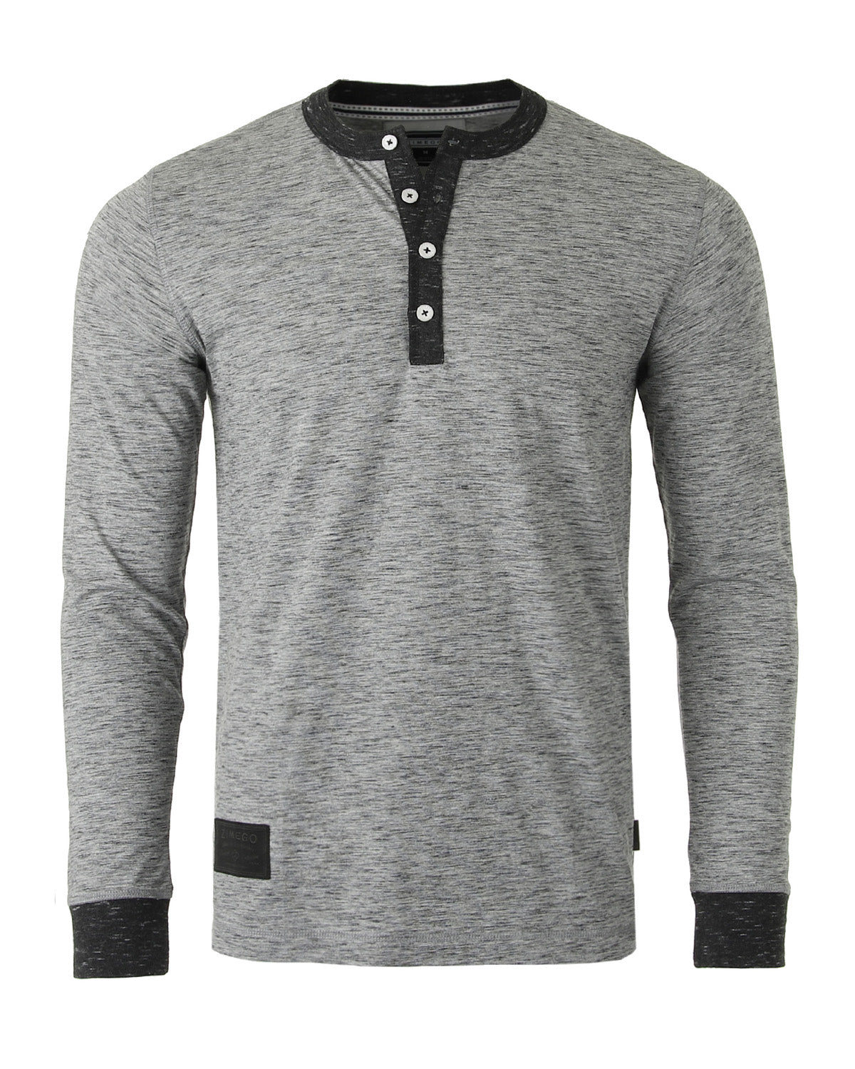 ZIMEGO Men’s Long Sleeve Contrast Henley Shirt | Casual Button Placket Top