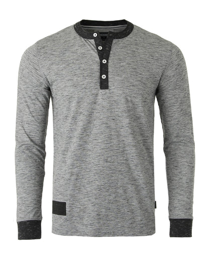 ZIMEGO Men’s Long Sleeve Contrast Henley Shirt | Casual Button Placket Top
