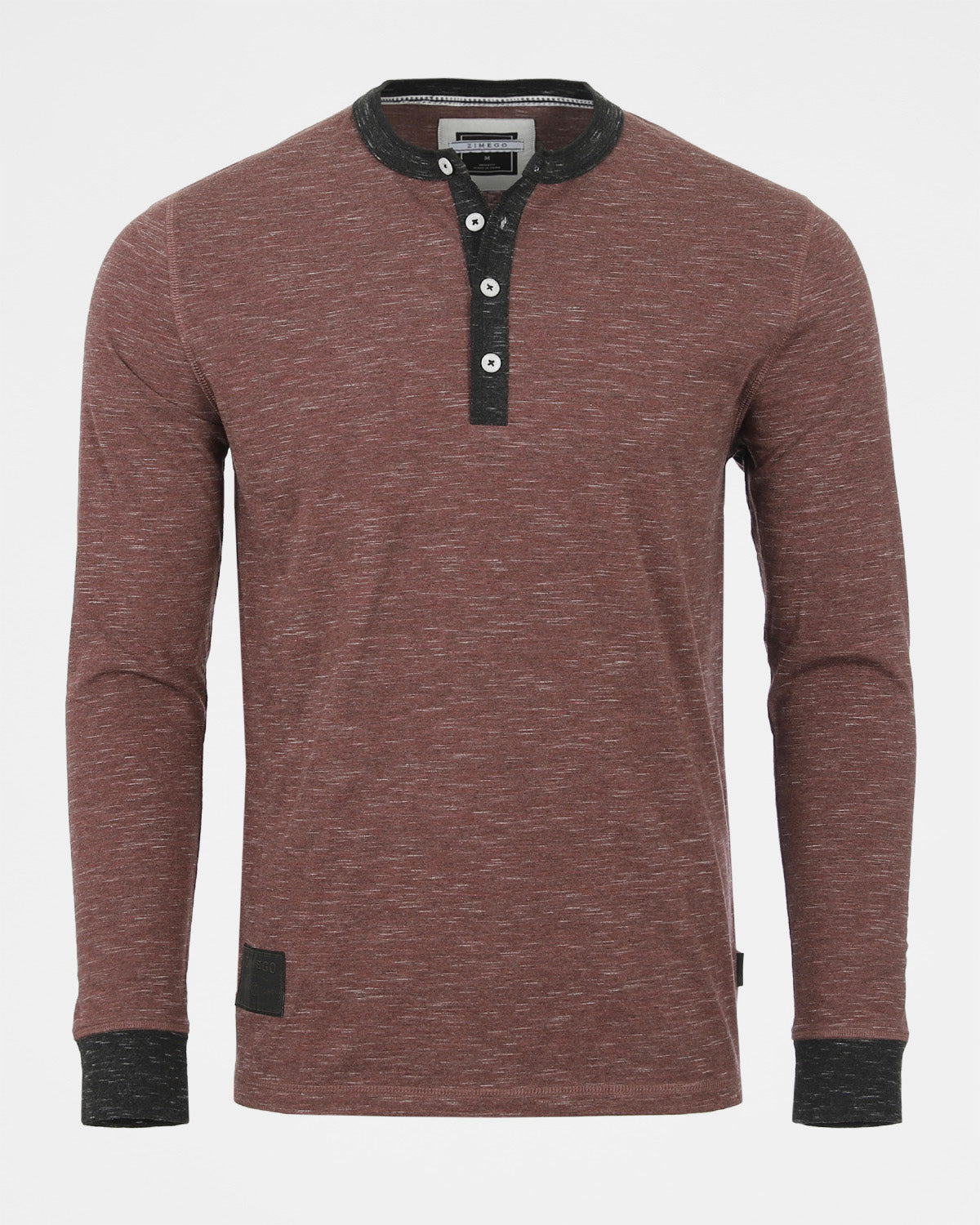 ZIMEGO Men’s Long Sleeve Contrast Henley Shirt | Casual Button Placket Top