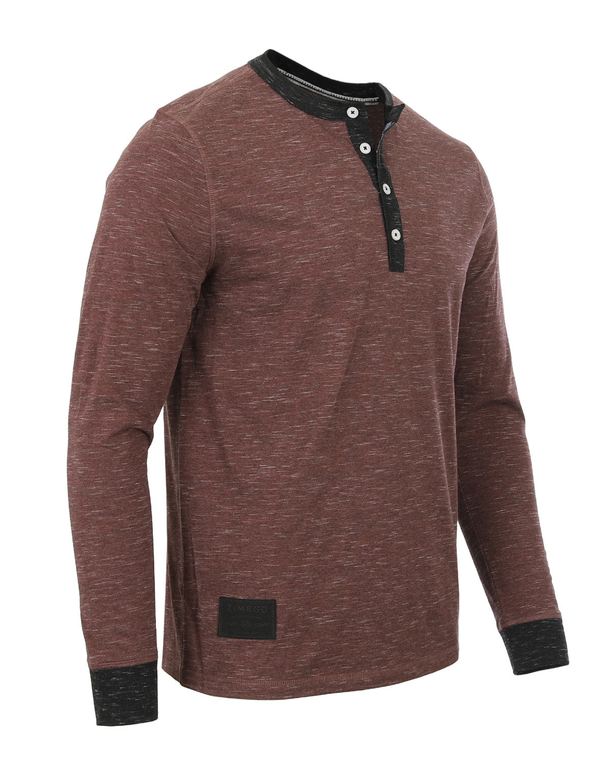 ZIMEGO Men’s Long Sleeve Contrast Henley Shirt | Casual Button Placket Top