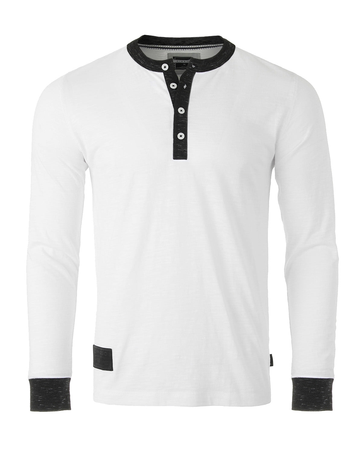 ZIMEGO Men’s Long Sleeve Contrast Henley Shirt | Casual Button Placket Top