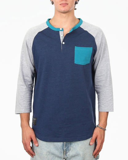 Contrast 3/4 Sleeve Stretch Casual Baseball Button Henley Shirts Bundle Set