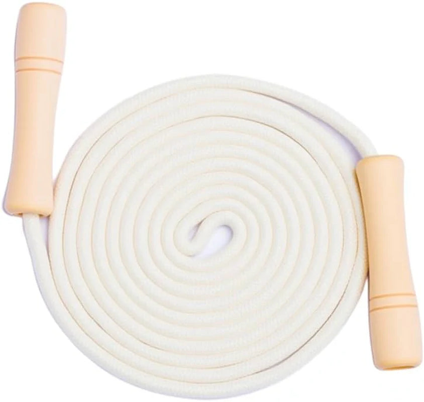 Adjustable Cotton Braided Jump Rope with Wooden Handles for Children's Fitness and Outdoor Activities
