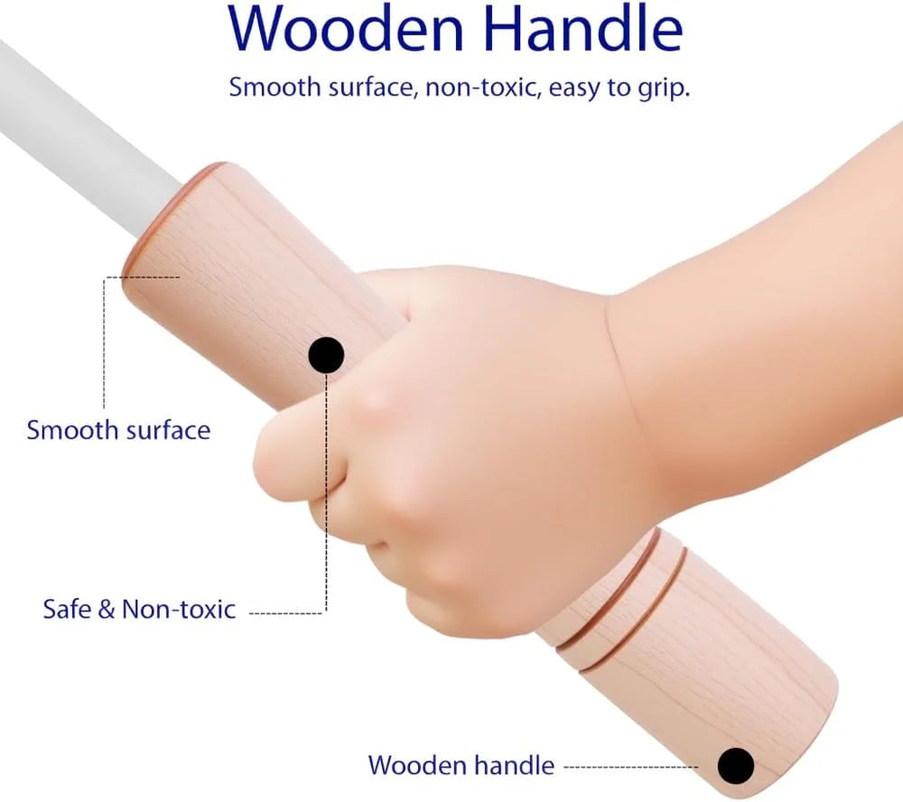 Adjustable Cotton Braided Jump Rope with Wooden Handles for Children's Fitness and Outdoor Activities