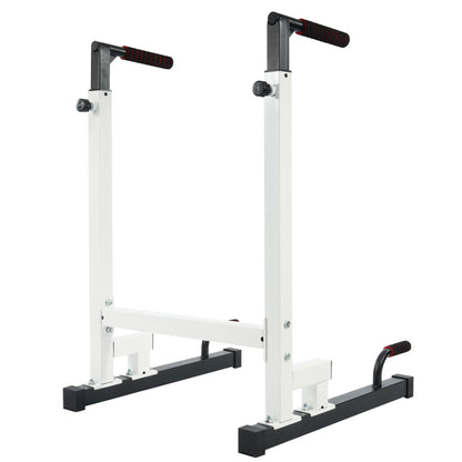 Steel Frame Dip Station with Adjustable Height, 500 Lb Weight Capacity, White